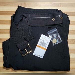 Michael Kors Women's Basics MK Belted Black Pants Size Small NWT $120